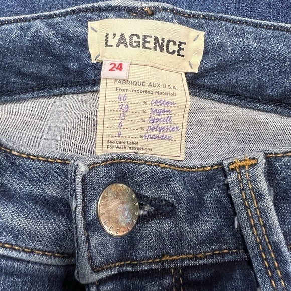 L’AGENCE Brigette Mid Rise Skinny Jeans Dark Vintage 24 - Picture 8 of 9